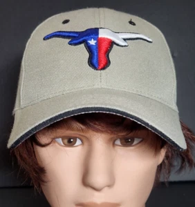 Lone Star Texas Longhorn Beige Hat Cap Texas Flag Adjustable - Picture 1 of 10