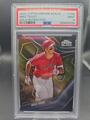 2023 Topps Chrome Black - Mike Trout #100 Gold Refractor /50 PSA 9 - Image 1 of 3