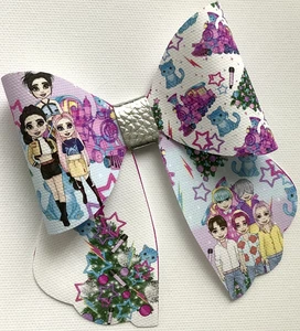 DEMON SODA POP XMAS SAILOR BOW PRINTED CANVAS FABRIC BOW TEMP MAKE HAIR BOWS - Picture 1 of 4
