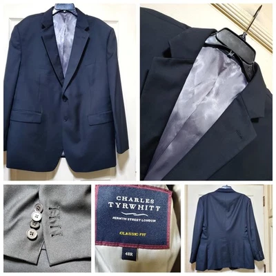 Blazer Charles Tyrwhitt Hombres 48R Clásico Negro Super 110 Chaqueta de Lana Puño de Trabajo Foto 1 de 4
