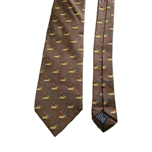 Brooks Brother Silk Neck Tie National Audubon Society Brown Ducks Print - Picture 1 of 3