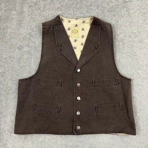 Wah Maker Vest Adult Men Large Brown Canvas Western Cowboy Rodeo Buckle Back USA - Picture 1 of 9