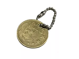 Vintage Chuck E Cheese Tokens Coins Key Chain - Picture 1 of 2