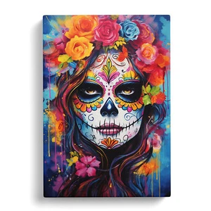Sugar Skull Action Art Canvas Wall Art Print Framed Picture Decor Living Room - Picture 1 of 4