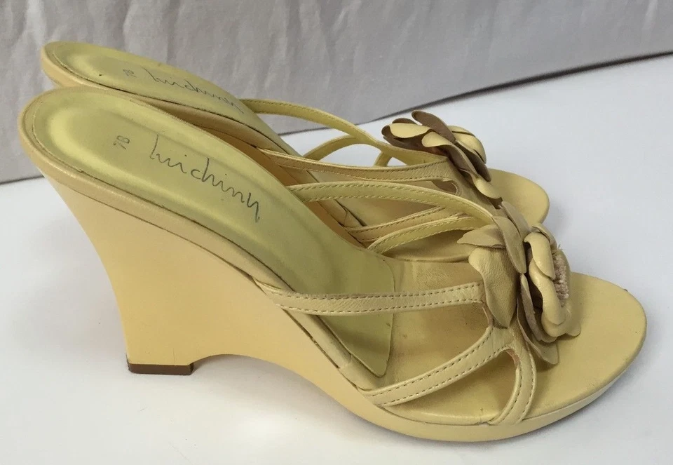 Sandalias LUICHINY Amarillo Floral Cuña Plataforma Tacones RARAS Talla 7 (1146) Foto 1 de 1