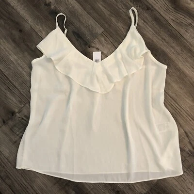 Camiseta sin mangas Banana Republic para mujer talla L marfil con volantes delanteros V sin mangas nueva Foto 1 de 4