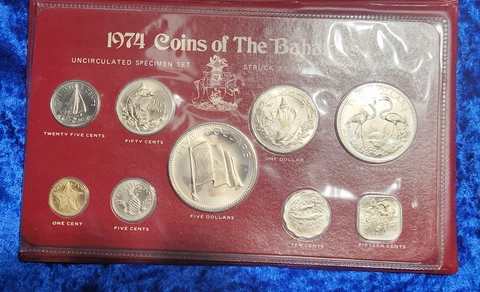 1974 Bahamas 9 Coin Set - Factory Sealed Cover