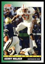 1991 Score Card #317 Kenny Walker Nebraska Cornhuskers