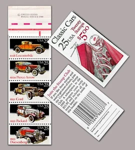 Scott 2385a, 1988 Issue Classic Cars - (20) 25c Stamps - Unopened Booklet - MNH - Picture 1 of 1