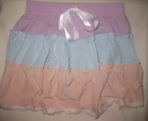 Romwe kawaii pastel colorblock ruffle trim lace hem w/ribbon bow mini skirt S - Picture 1 of 2