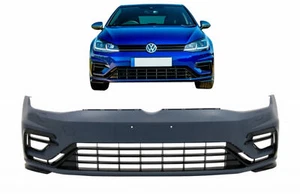 Parachoques delantero para VW Golf 7.5 2017-2020 R Look Rejillas Negro brillante - Imagen 1 de 11