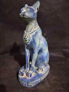 RARA ANTICA STATUA ANTIQUARIATO EGIZIO Dea Bastet gatto di pietra pesante egizia - Foto 1 di 10