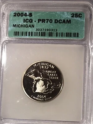 2004 S 25C Michigan State Quarter PR70DCAM ICG - Image 1 of 2