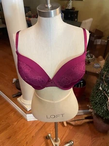 Maidenform Bra Size 36DD Maroon Lace Underwire Back Closure Full Coverage - Picture 1 of 5