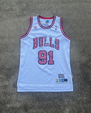 Dennis Rodman Chicago Bulls Hardwood Classic NBA Jersey White Mens M LENGTH +2 Cover