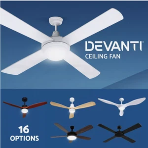 Devanti 48" 52" 64" Ceiling Fan AC DC Motor Fans Light LED Remote Control - Picture 1 of 135