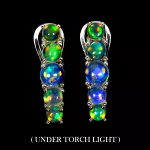 Sommer 925 Silber Ohrringe Rund Feuer Opal 5mm Natürlicher Edelstein Schmuck - Bild 1 von 10