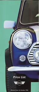 Rover Mini 1.3i Cooper 1.3i UK market PRICES brochure 1st October 1996 - Picture 1 of 1