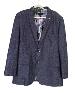 INC International Concept Blazer Linen Sport Coat Blue Tropical-Lining Mens XL - Picture 1 of 7