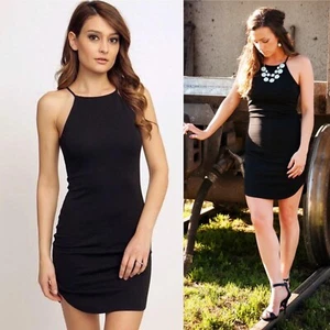 Bo Bel Bodycon Black Ribbed Short Mini Cocktail Party Dress NWT Large - Picture 1 of 2
