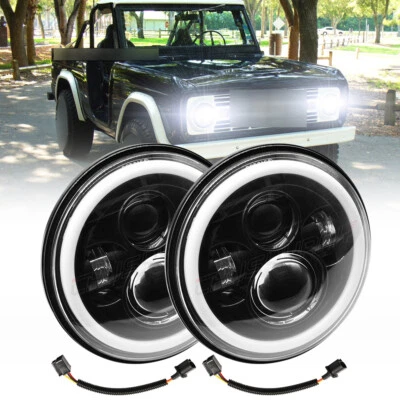 Par de faros LED de 7" pulgadas para Ford Bronco 1966~1979 haz sellado alto bajo Foto 1 de 4