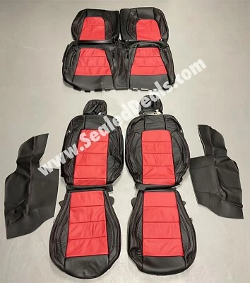 Fundas de asiento de cuero negras y rojas personalizadas para Ford Mustang Coupé GT V6 2015-2023 Foto 1 de 4