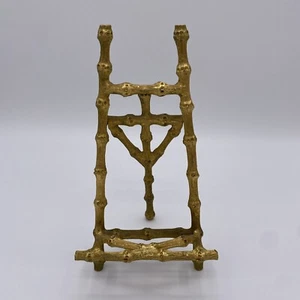 Vintage Gold Ormolu Hollywood Regency Bamboo Ornate Easel Display Stand 7” Brass - Picture 1 of 7