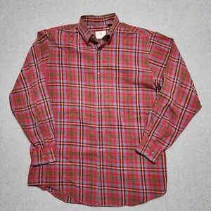 Viyella Shirt Men's Large L Red Wool Cotton Blend Plaid Button Down Pocket L/S - Picture 1 of 10