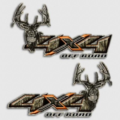 Orange 4x4 Camouflage Deer Truck Sticker Archery Whitetail Hunting Camo Decal - Image 1 of 2