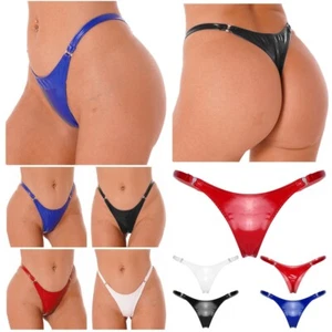 Damen PU Leder Unterwäsche Low Rise Slip G-String Tangas Höschen Unterhose - Bild 1 von 44