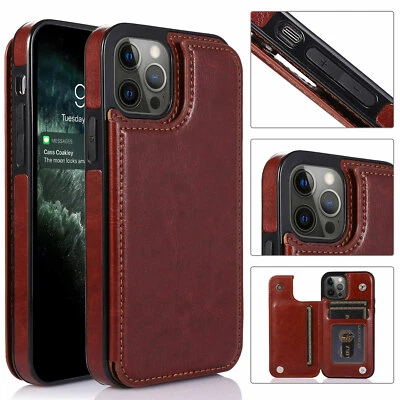 Funda tipo billetera magnética de cuero para iPhone 14 Plus 13 12 Pro Max 11 Foto 1 de 4