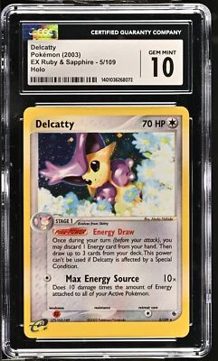 CGC 10 GEM MINT Delcatty EX Ruby & Sapphire 5/109 Holo Rare Pokemon Card - Image 1 of 2