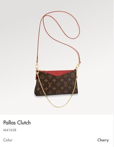 LOUIS VUITTON（LV） Autentica Borsa a mano Louis Vuittons Pallas Pochette M41638 Pelle di ciliegio e tela