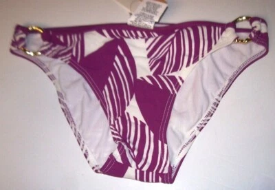 NUEVO RAISINS Roxy Bikini Traje de Baño Parte Inferior Púrpura Blanco Oro Anillo Lados Talla PEQUEÑA S Foto 1 de 2