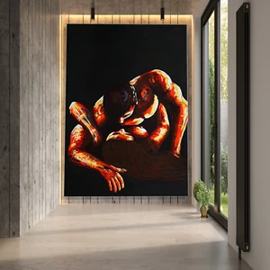 Romantic Couple Abstract Canvas Painting Canvas Wall Art Home Decor Poster Print - Picture 1 of 13