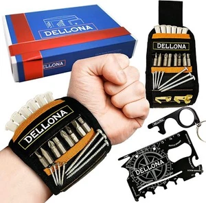 DELLONA Magnetic Wristband For Holding Screws 3 Pcs | Tool Belt Gifts Ideas - Picture 1 of 6