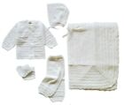 Crochet Girl and Boy Newborn Crystal Hat Blanket Pants 5 PC Outfit Set New Gift