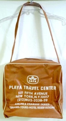 Bolso de hombro vintage IATA Playa Travel Center NYC marrón aerolínea Foto 1 de 4