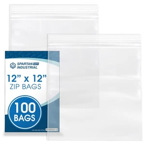- 12” X 12” (100 Count) 2 Mil Clear Reclosable Zip Plastic Poly Bags with Res... - Picture 1 of 6