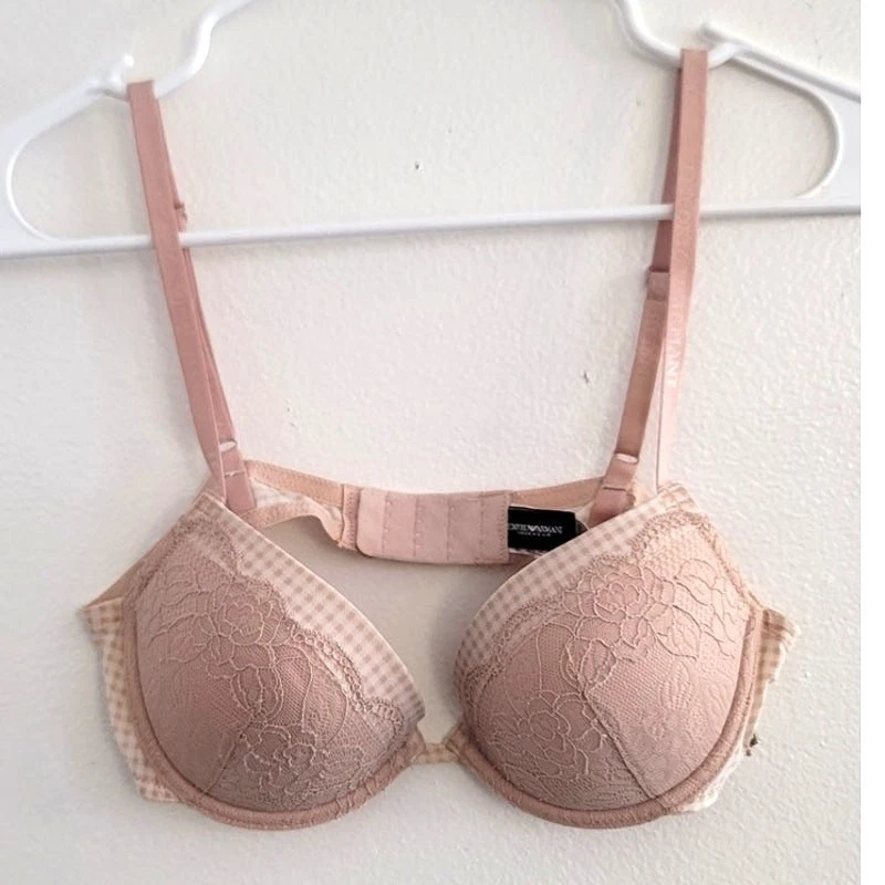 Sujetador Emporio Armani Acolchado Push-Up Floral Encaje Guinga Tostado Talla 34B Foto 1 de 4