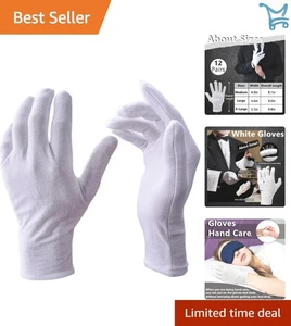White Cotton Gloves 12 Pairs X-Large Moisturizing Dust Handling Use - Picture 1 of 9