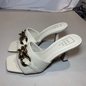 Shu Shop White Open Toe Heels Women Size 6 [P4] - Picture 1 of 9