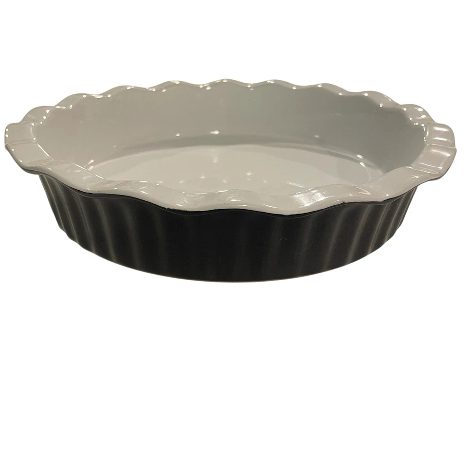 "Plato para pastel de gres Bialetti Casa Italia borde con volantes negro 9"" servidores" Foto 1 de 4