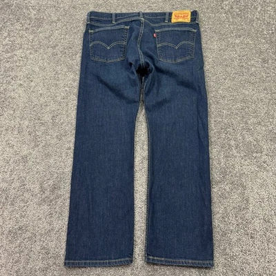 Levis Jeans Mens 38x30 Blue 513 Slim Straight Fit Dark Wash Denim Logo Pockets - Image 1 of 4