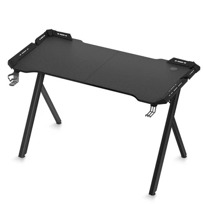 120/140/160CM Gaming Schreibtisch Mit Licht Stehpult in Gaming Tisch Schwarz PC - Bild 1 von 4