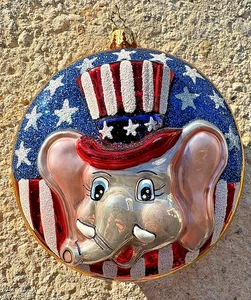 Christopher Radko Republican Elephant GOP Ornament Patriotic Stars Stripes - Bild 1 von 9