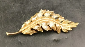 Coro Costume Jewelry Leaf Pin c.1961, 3" x 1" OBO - Picture 1 of 9