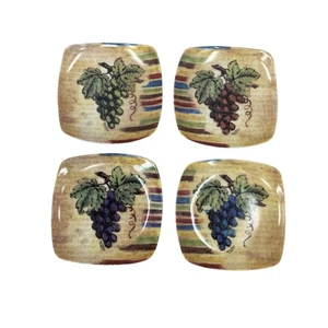 Thirtystone Square Coaster Set Viner Vintners Bounty Grapes Vineyard Lot of 4 - Picture 1 of 12