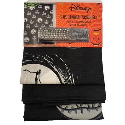 NUEVO Juego de Cortinas de Ducha 72x72 Jack Skellington Pesadilla Antes de Navidad con Anillos Foto 1 de 4