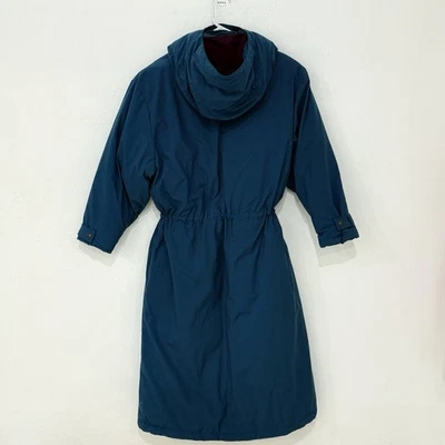L.L. Bean long goose down coat blue hooded women’s size L Petite - Image 1 of 4